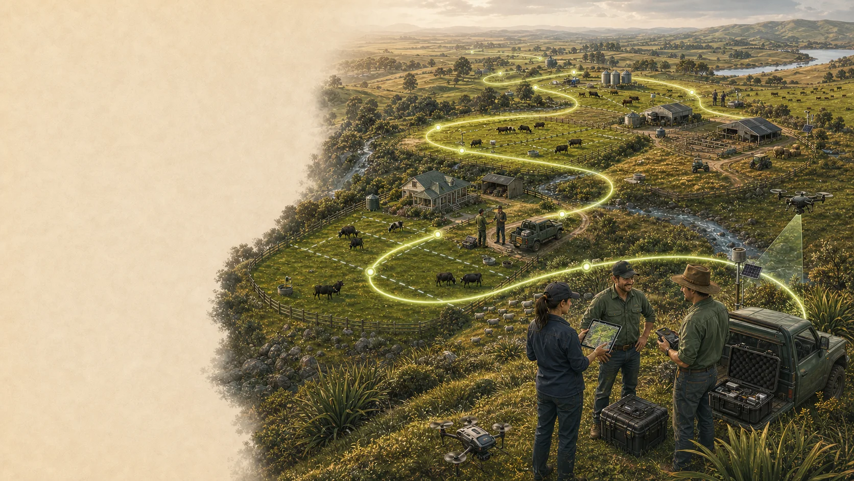Farmers, operators and farm technology connected across pastoral farms